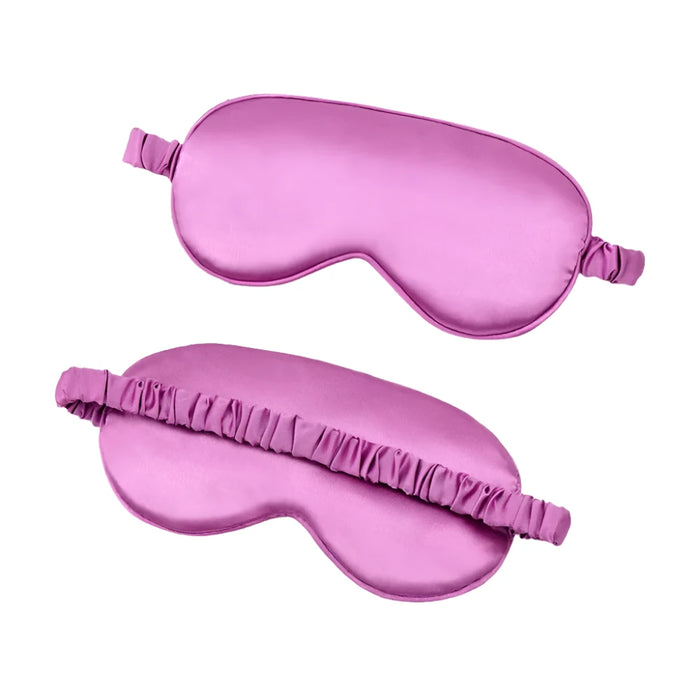 Purple sleep eye mask shown from front and back.