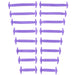 Sixteen silicone shoelaces in different sizes and purple color, neatly organized in pairs on a white background.