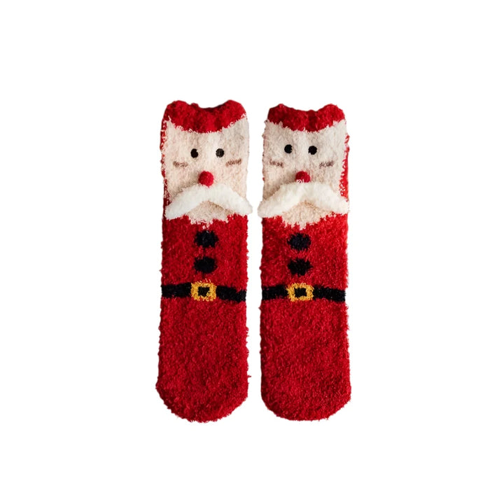 Cozy Christmas Fleece Socks, Ultra-Soft Coral Fleece, Festive Patterns, Breathable, Fits Women’s 5-9, Men’s 4-8