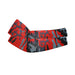 Red and grey camouflage arm sleeves for tactical activities and outdoor sports. Display on white background.