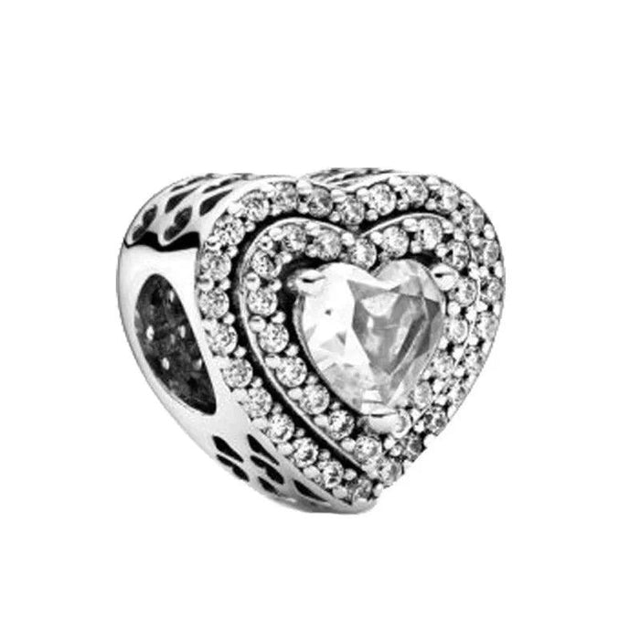 Hearts with crystals silver charm