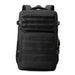 Black tactical backpack displayed on white background.