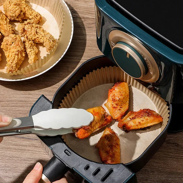 Disposable Air Fryer Paper Liners, Non-Stick & Heat-Resistant, Round & Square Options, Ideal for Baking & Cooking, Available in 50/100/200pcs
