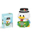 A single block-style toy figure of white duck, along with its light blue packaging box. Display on white background.