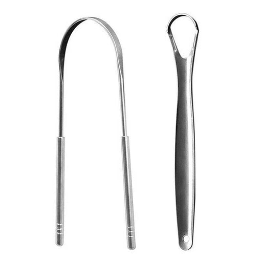 Both the looped-end and U-shaped cleaning tounge tools shown side by side.