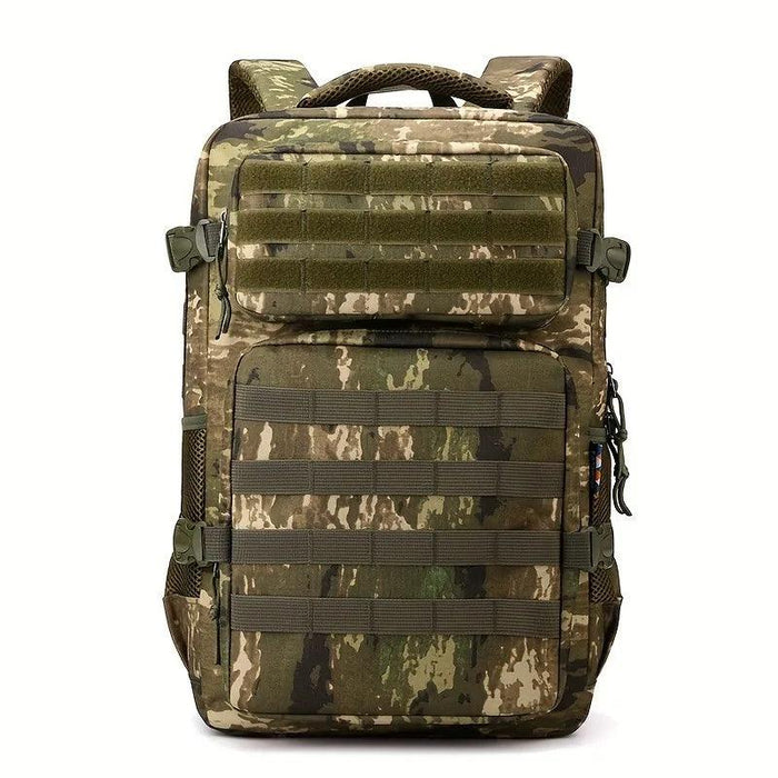 Army Green Camouflage tactical backpack displayed on white background.