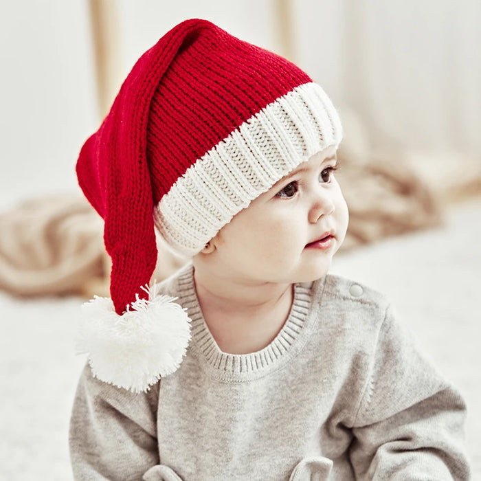 Knitted Santa Claus Hat, Soft and Warm, Festive Design, Sizes for All Ages, Durable Acrylic Fibers, Perfect for Holiday Cheer