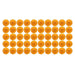 Fifty orange Huieson G40+ table tennis balls arranged in a grid, each with three red stars and "Made in China" text.