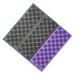 Black and purple Foldable Foam Mats: Two foldable foam mats, one in black and the other in blue, placed side by side, both featuring a textured surface with a pattern of raised dots for cushioning and support.