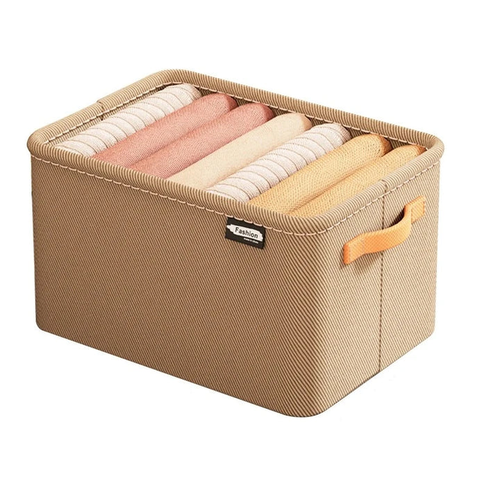 A single beige organizer filled with rolled items. It highlights the organizer's neat and compact design.