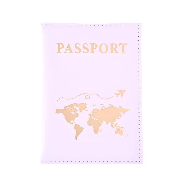 A single light purple passport holder with a gold world map design and "PASSPORT" in gold text.