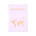 A single light purple passport holder with a gold world map design and "PASSPORT" in gold text.