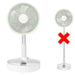 Height-adjustable white fan illustration with an incorrect height marked with a red X.