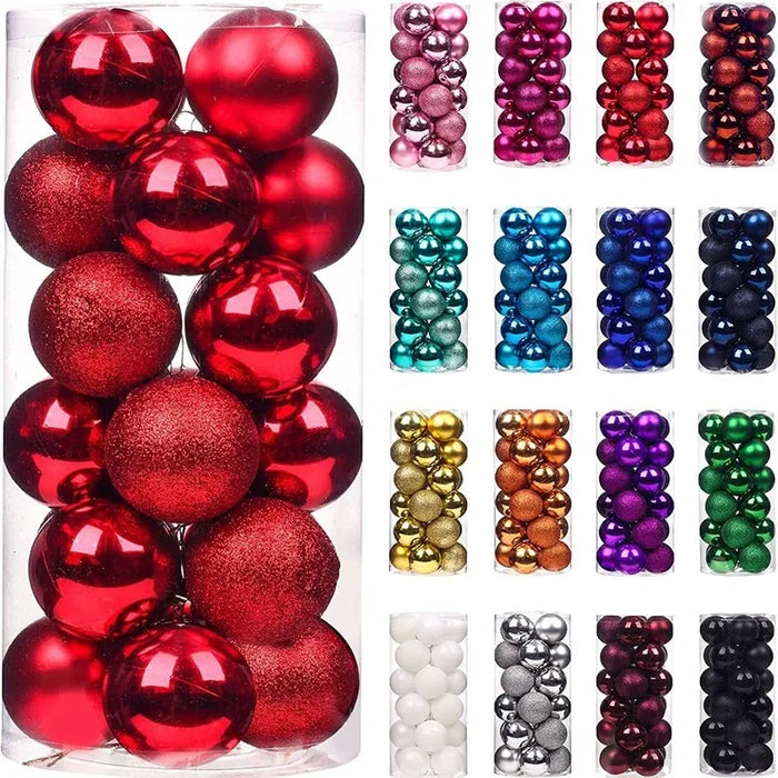 Christmas Tree Ornaments, 24 or 36 Piece Set, Vibrant Holiday Colors, Lightweight & Durable, Perfect for Tree, Wreaths, and Garlands