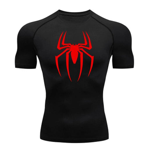 black & red Spider Man Compression Shirt