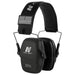 Side view of black Arm Next earmuffs, showing the comfortable headband and compact ear cups.