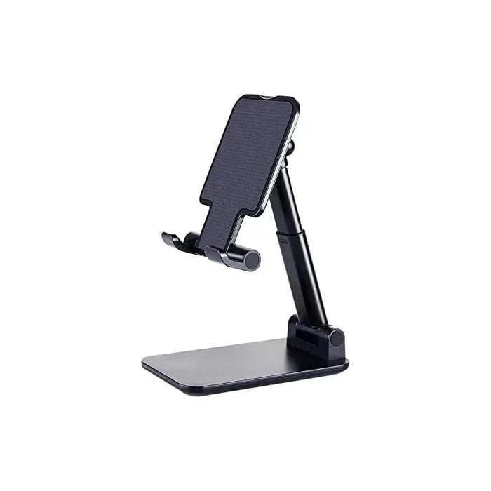 The black phone stand displayed alone, highlighting its sleek and modern design. Display on white background.