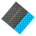 Black and Blue Foldable Foam Mats: Two foldable foam mats, one in black and the other in blue, placed side by side, both featuring a textured surface with a pattern of raised dots for cushioning and support.