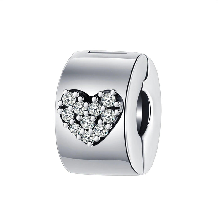 Crystal classic heart silver charm