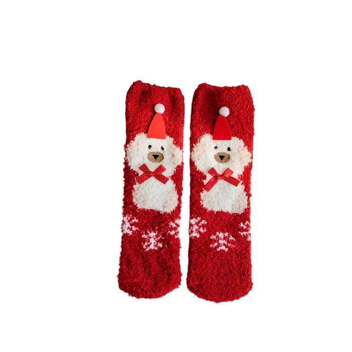 Cozy Christmas Fleece Socks, Ultra-Soft Coral Fleece, Festive Patterns, Breathable, Fits Women’s 5-9, Men’s 4-8