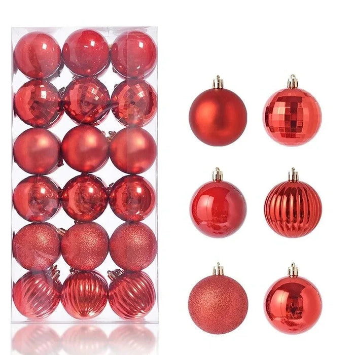 Christmas Tree Ornaments, 24 or 36 Piece Set, Vibrant Holiday Colors, Lightweight & Durable, Perfect for Tree, Wreaths, and Garlands