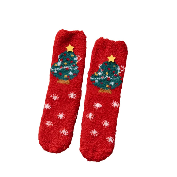 Cozy Christmas Fleece Socks, Ultra-Soft Coral Fleece, Festive Patterns, Breathable, Fits Women’s 5-9, Men’s 4-8