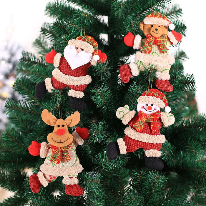 Plush Christmas Ornaments – Soft Felt and Fabric Decorations Featuring Santa, Snowman, Reindeer, and Bear, Perfect for Trees and Holiday Gifts