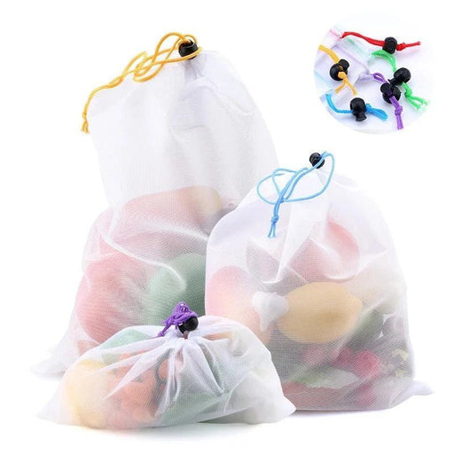 Reusable Fruits&Vegetables Bags with close ups to the tops