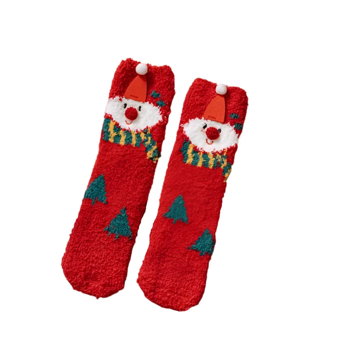 Cozy Christmas Fleece Socks, Ultra-Soft Coral Fleece, Festive Patterns, Breathable, Fits Women’s 5-9, Men’s 4-8