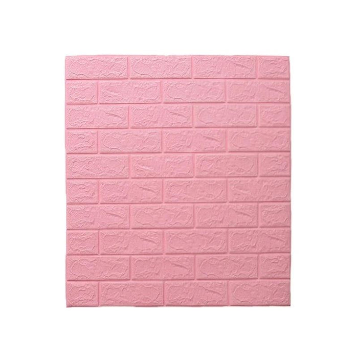 A pink wall panel with a brick-like texture.