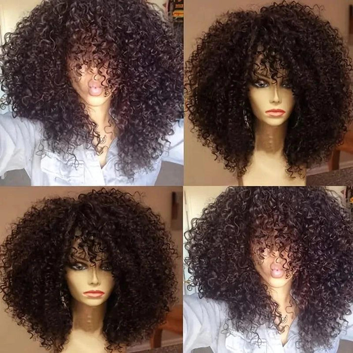 Synthetic Afro Kinky Wigs, 16in Curls, Heat-Resistant, Adjustable Cap, Low Maintenance, Daily Wear, Available in Multiple Colors