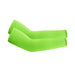 Vibrant green sports arm sleeve for high visibility and sun protection during outdoor sports. Display on white background.