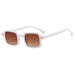 Rectangular white & Brown Lenses Sunglasses displayed on a white background.