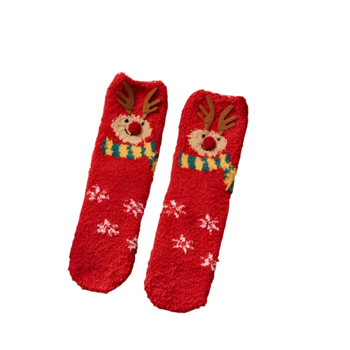 Cozy Christmas Fleece Socks, Ultra-Soft Coral Fleece, Festive Patterns, Breathable, Fits Women’s 5-9, Men’s 4-8