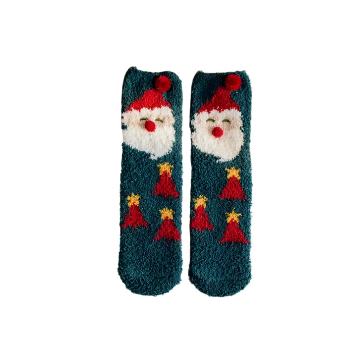 Cozy Christmas Fleece Socks, Ultra-Soft Coral Fleece, Festive Patterns, Breathable, Fits Women’s 5-9, Men’s 4-8