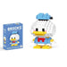 A single block-style toy figure of white duck, along with its blue packaging box. Display on white background.