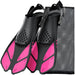 Pink Snorkel Fins with mesh bag.