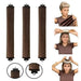 Three brown rod-shaped hair curlers with step-by-step instructions for use.