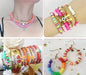 Another collage of handmade jewelry, including vibrant necklaces and bracelets with different charms and beads. The image emphasizes the creative and colorful nature of the pieces.