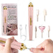 a pink nail drill set with gold accents, including various drill bits, a USB charging cable, and the packaging box labeled "Salon Nails."