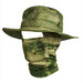 Green camo hat with matching face cover.