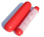  Folded inflatable red pool float with white mesh.