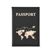 A single black passport holder with a gold world map design and "PASSPORT" in gold text.