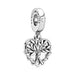 Tree inside heart silver charm