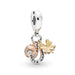 Silver horseshoe and gold clover charm