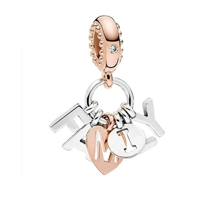 Family silver and rose charm