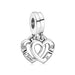 2 hearts silver charm