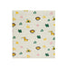 A white wall panel with cute animal and flower designs in yellow, green, and pink.