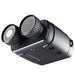 An angled view of the black digital binoculars device emphasizing the lenses and ergonomic design.