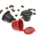 3 Brown Refillable Nespresso Pods with coffee nuts